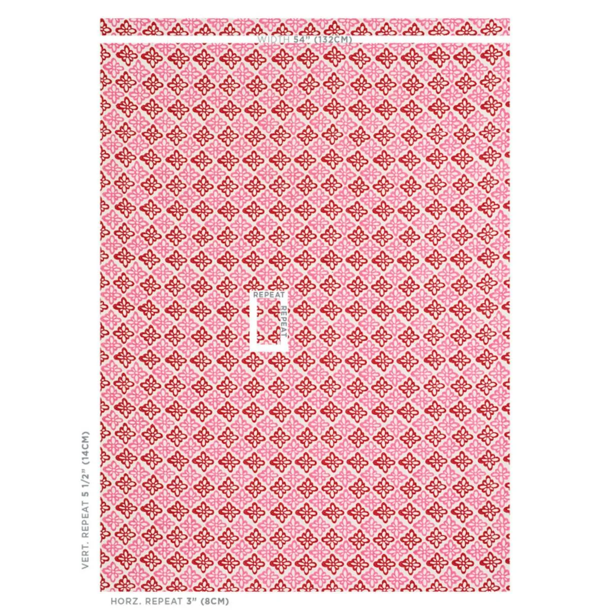 Schumacher 179300 Pattee Hand Block Print Pink fabric swatch