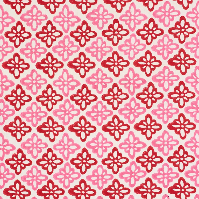 Schumacher 179300 Pattee Hand Block Print Pink fabric swatch