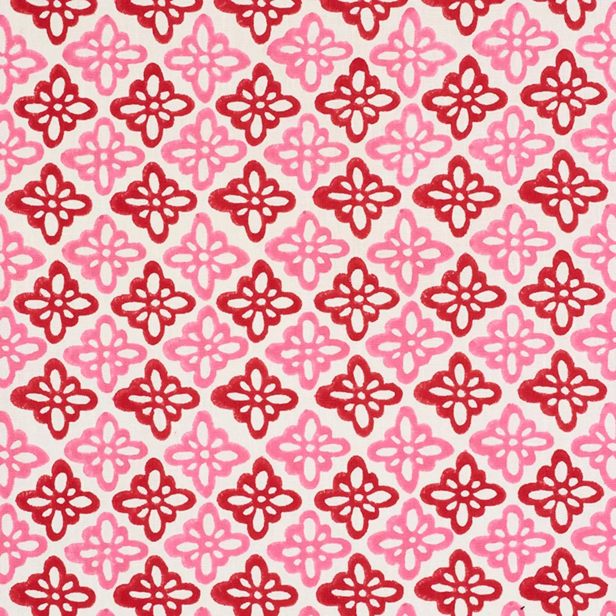 Schumacher 179300 Pattee Hand Block Print Pink fabric swatch