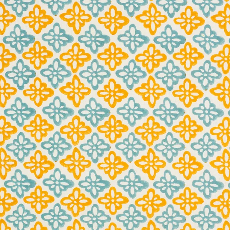 Schumacher 179303 Pattee Hand Block Print Turmeric fabric swatch