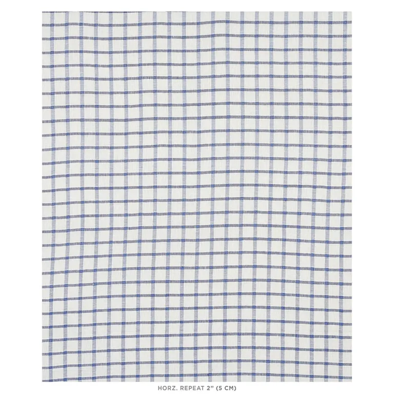 Schumacher 72075 Pauline Check Casement Blue fabric swatch