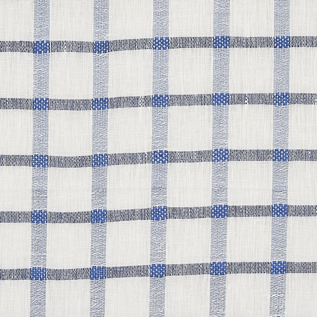 Schumacher 72075 Pauline Check Casement Blue fabric swatch