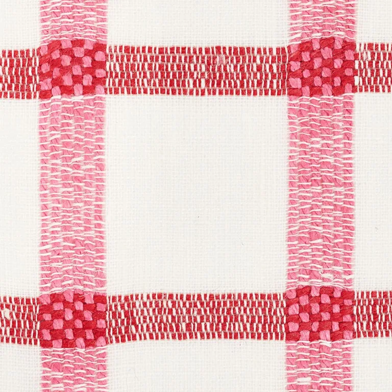 Schumacher 72072 Pauline Check Casement Rose fabric swatch