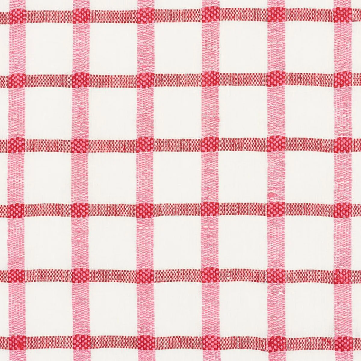Schumacher 72072 Pauline Check Casement Rose fabric swatch