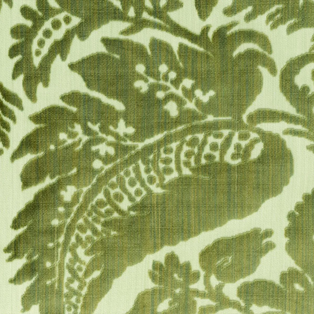 Schumacher 73980 Pavia Silk Velvet Olivine fabric swatch