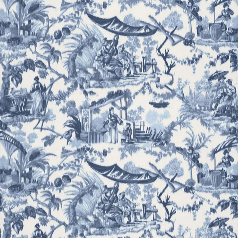 Schumacher 175101 Pavillon Chinois Lapis fabric swatch