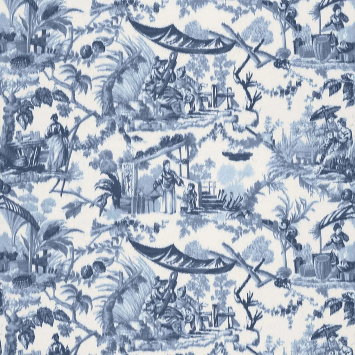 Schumacher 175101 Pavillon Chinois Lapis fabric swatch