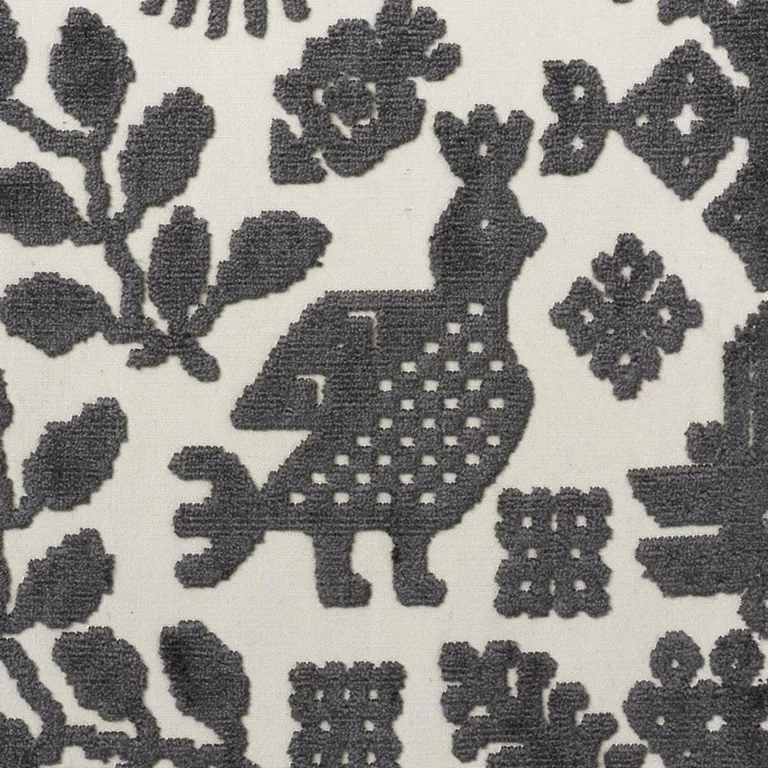 Schumacher 72970 Pavone Velvet Carbon fabric swatch