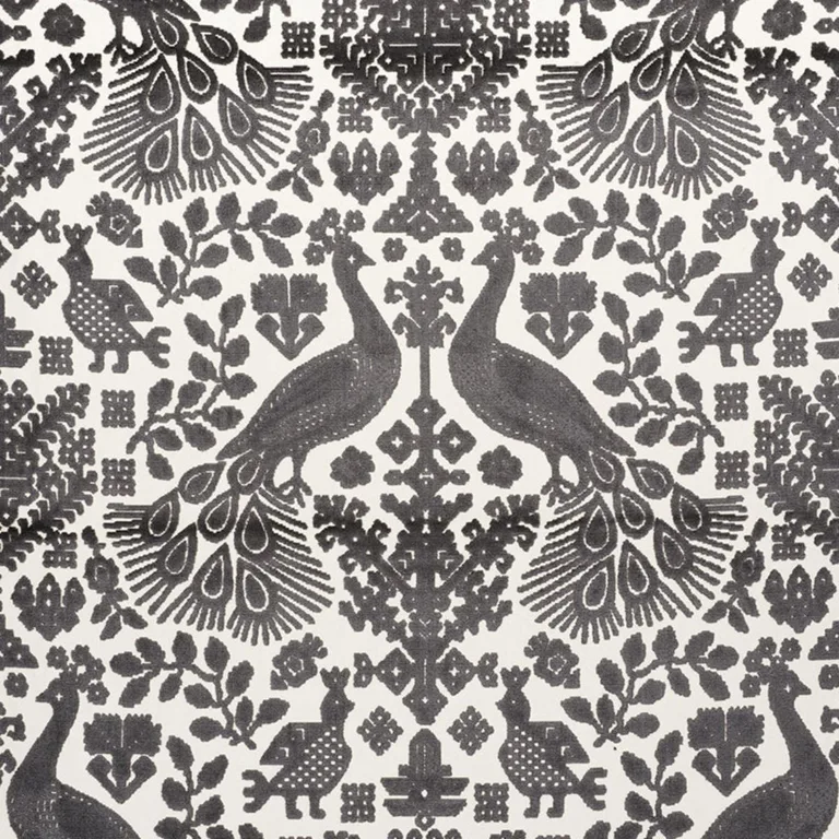 Schumacher 72970 Pavone Velvet Carbon fabric swatch