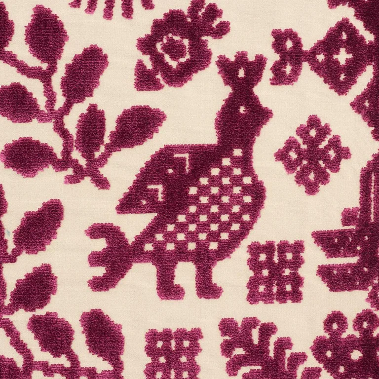 Schumacher 72972 Pavone Velvet Garnet fabric swatch