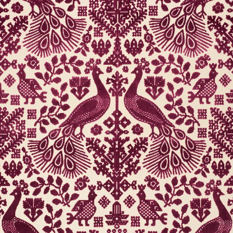 Schumacher 72972 Pavone Velvet Garnet fabric swatch