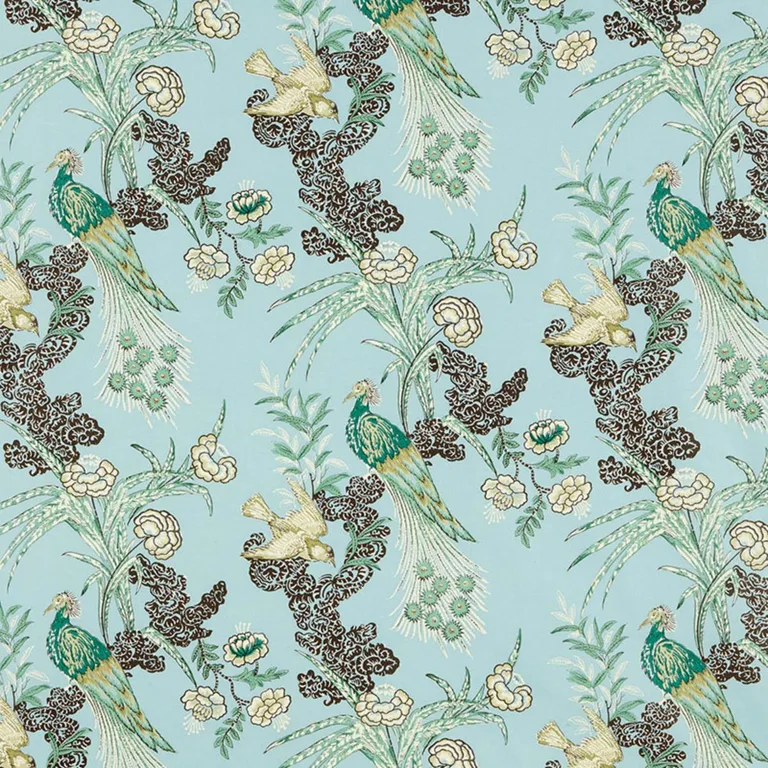 Schumacher 175912 Peacock Aqua fabric swatch