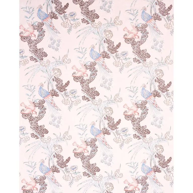 Schumacher 175916 Peacock Blush fabric swatch