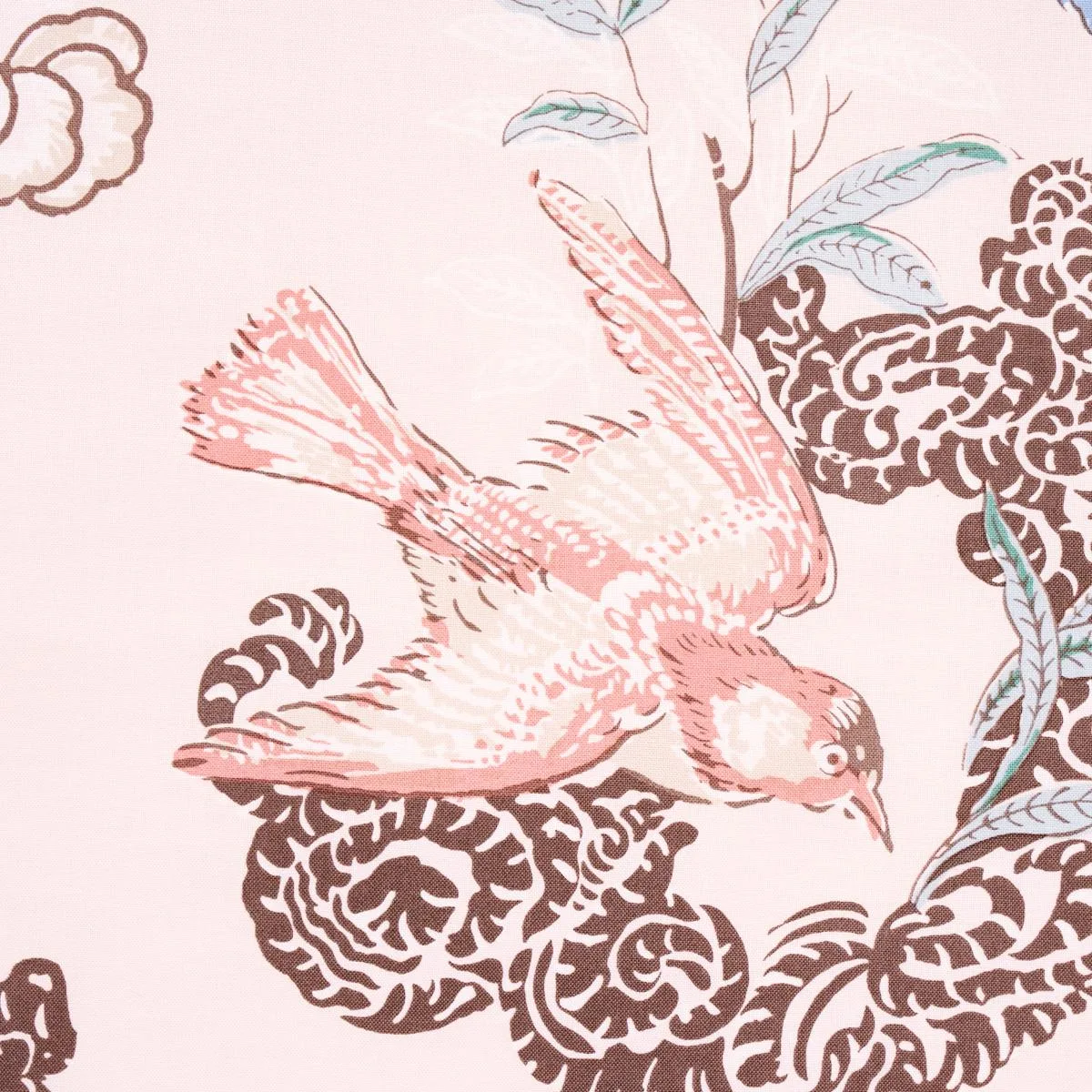Schumacher 175916 Peacock Blush fabric swatch