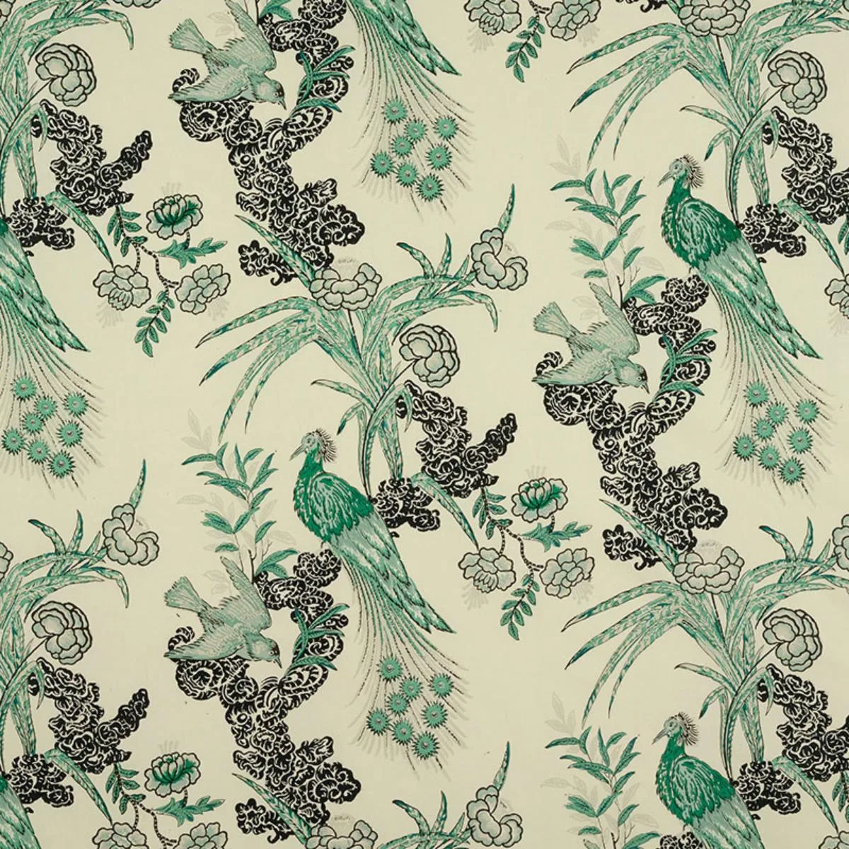 Schumacher 175911 Peacock Emerald fabric swatch