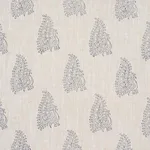 Schumacher 181830 Peacock Linen Hand Blocked Print Navy & Flax fabric swatch