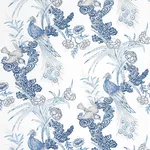 Schumacher 175915 Peacock Porcelain fabric swatch