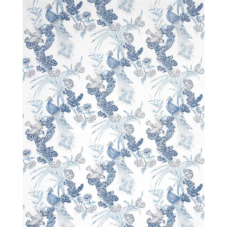Schumacher 175915 Peacock Porcelain fabric swatch