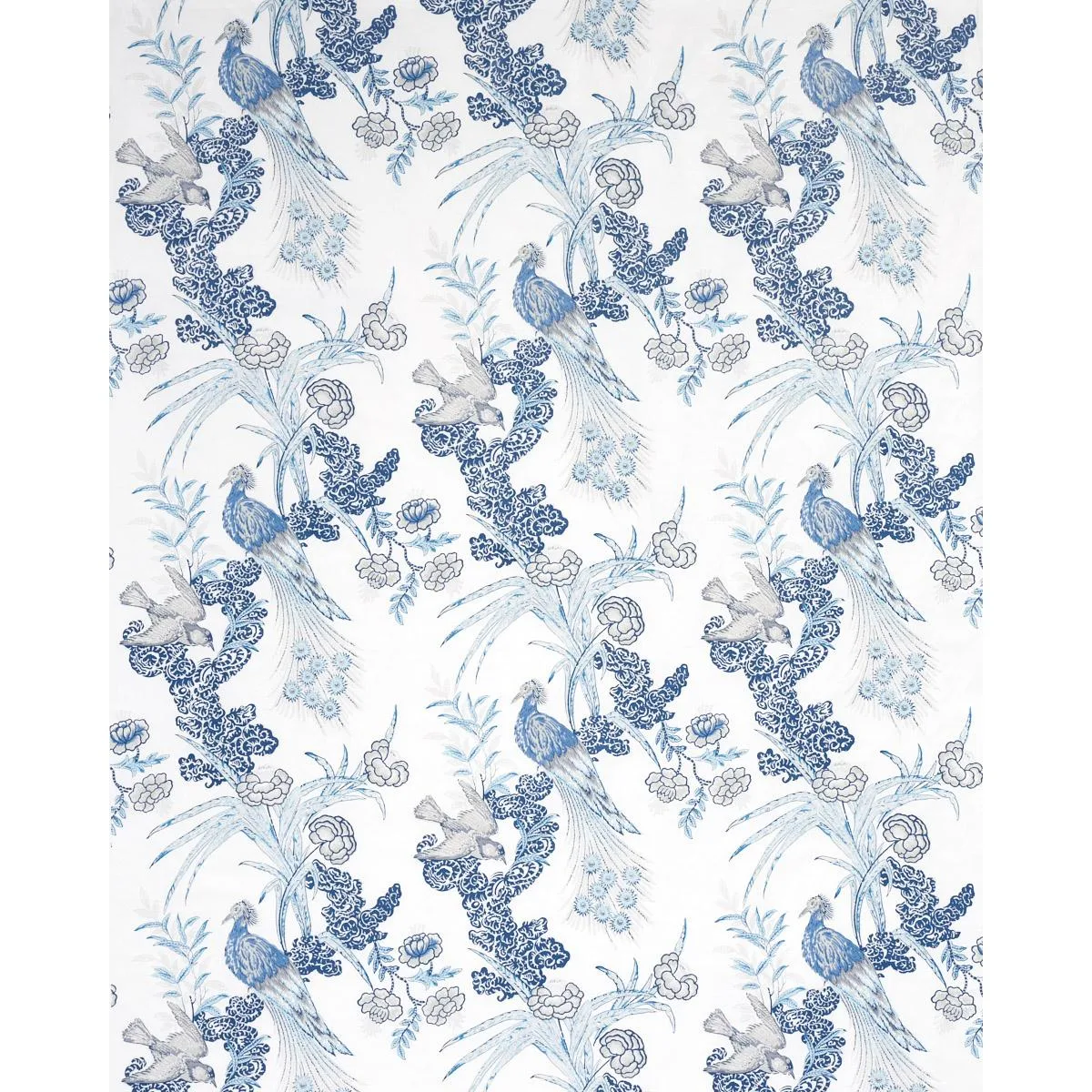 Schumacher 175915 Peacock Porcelain fabric swatch