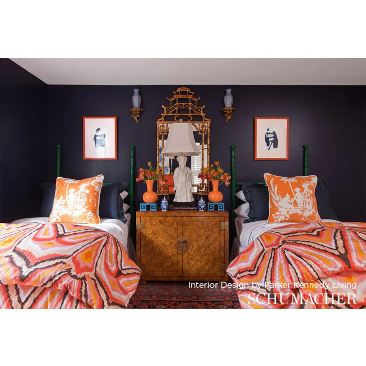 Schumacher 174282 Peacock Print Indoor/Outdoor Driftwood fabric swatch