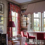 Schumacher 175910 Peacock Red fabric swatch