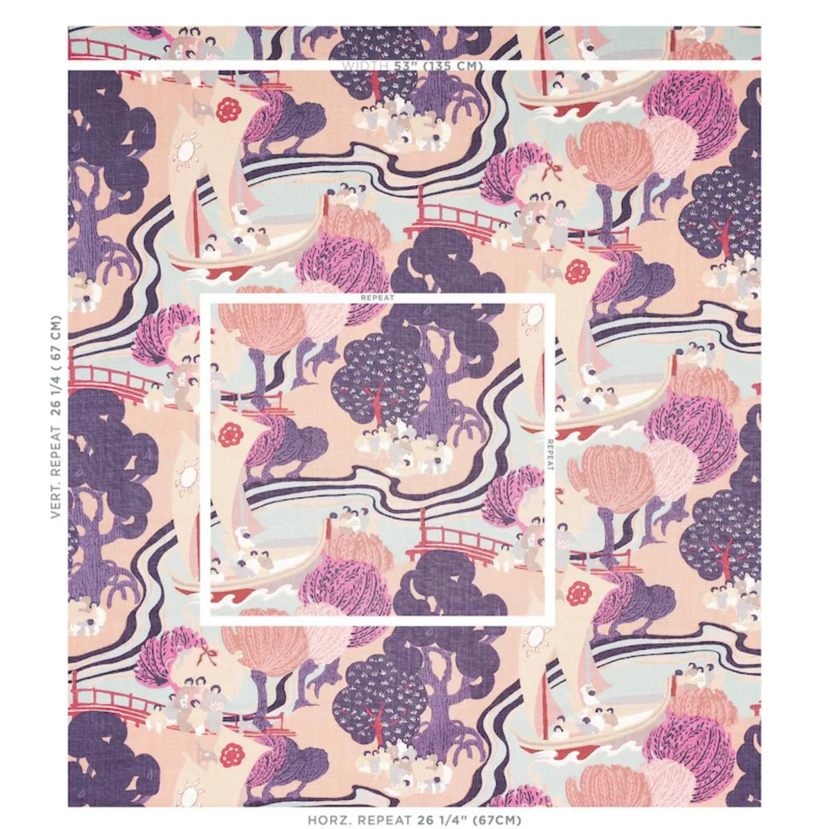 Schumacher 173062 Pearl River Blush fabric swatch
