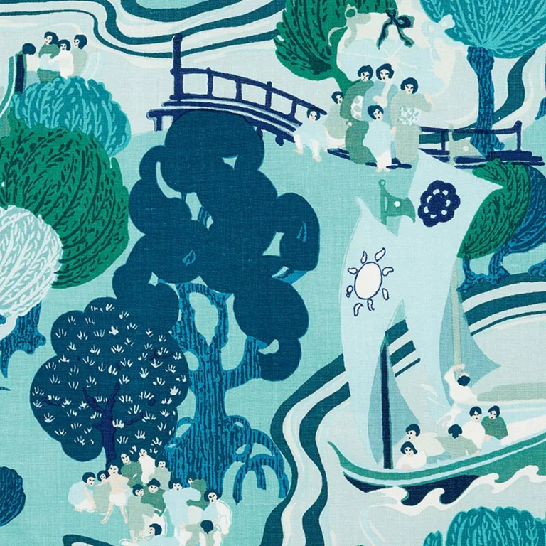Schumacher 173063 Pearl River Sea fabric swatch