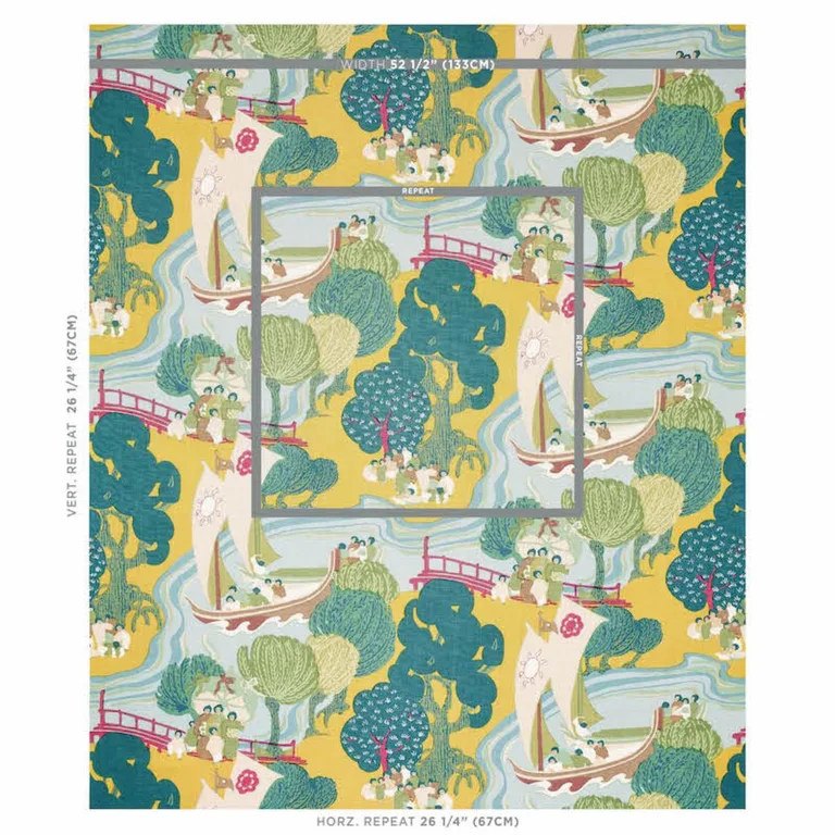 Schumacher 173066 Pearl River Yellow fabric swatch