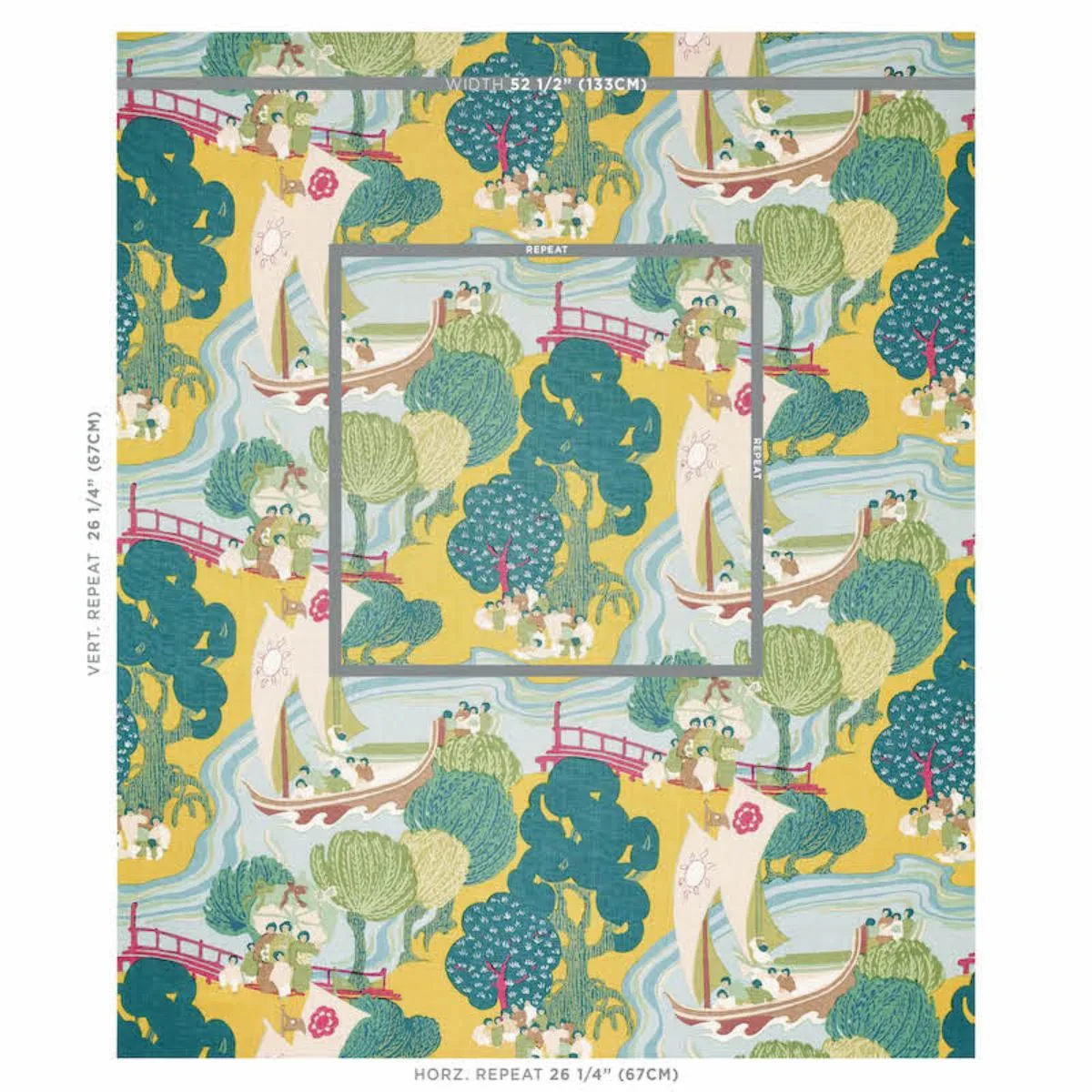 Schumacher 173066 Pearl River Yellow fabric swatch