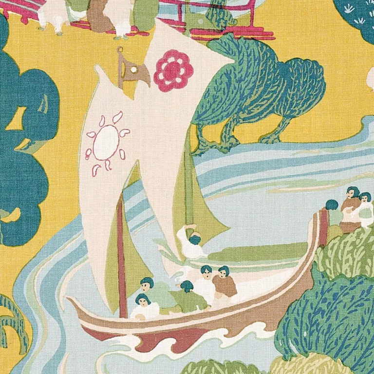 Schumacher 173066 Pearl River Yellow fabric swatch
