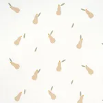 Schumacher 182391 Pears Hand Block Print Buff And Sage On White fabric swatch