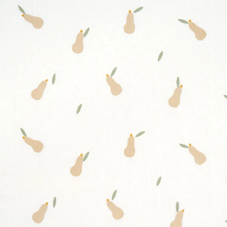 Schumacher 182391 Pears Hand Block Print Buff And Sage On White fabric swatch
