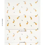 Schumacher 182390 Pears Hand Block Print Green And Ochre On White fabric swatch