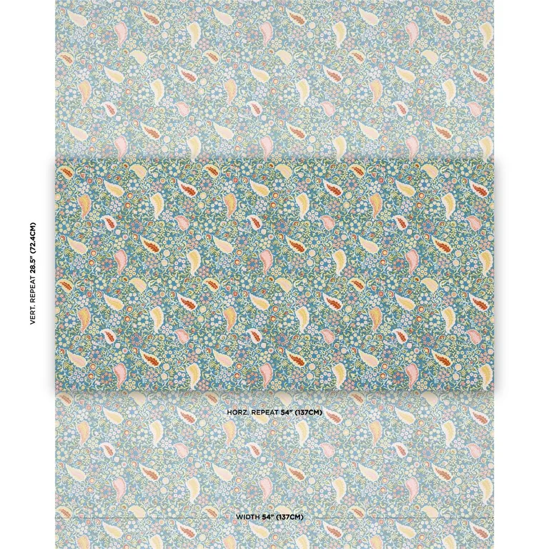 Schumacher 182432 Peggy Paisley Azure fabric swatch