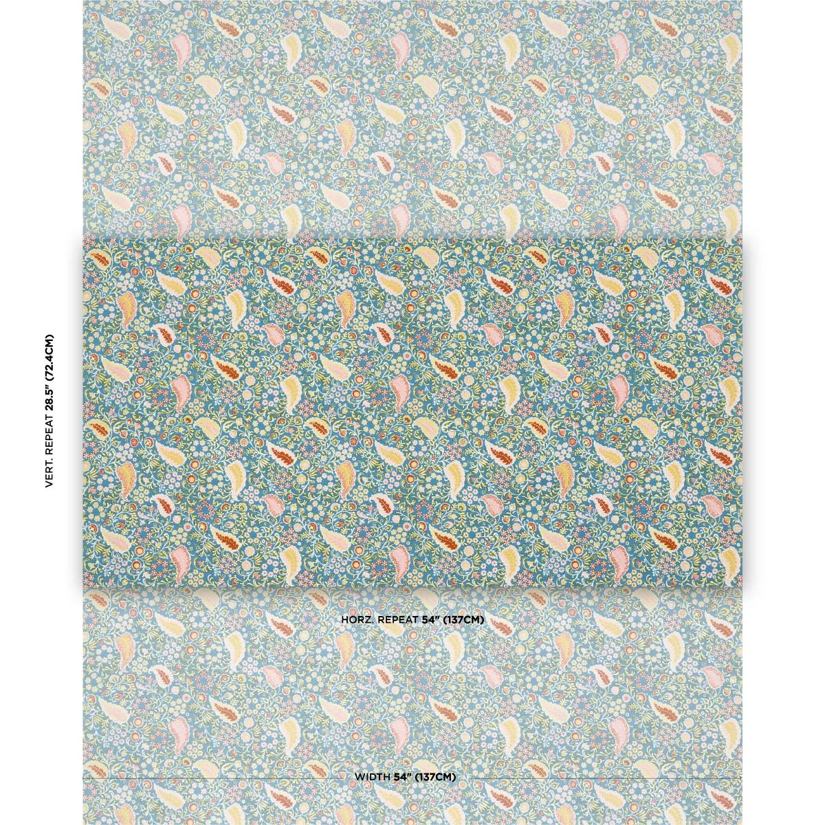 Schumacher 182432 Peggy Paisley Azure fabric swatch