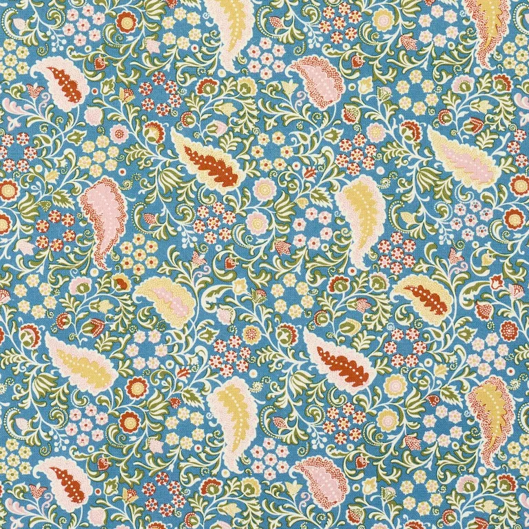 Schumacher 182432 Peggy Paisley Azure fabric swatch