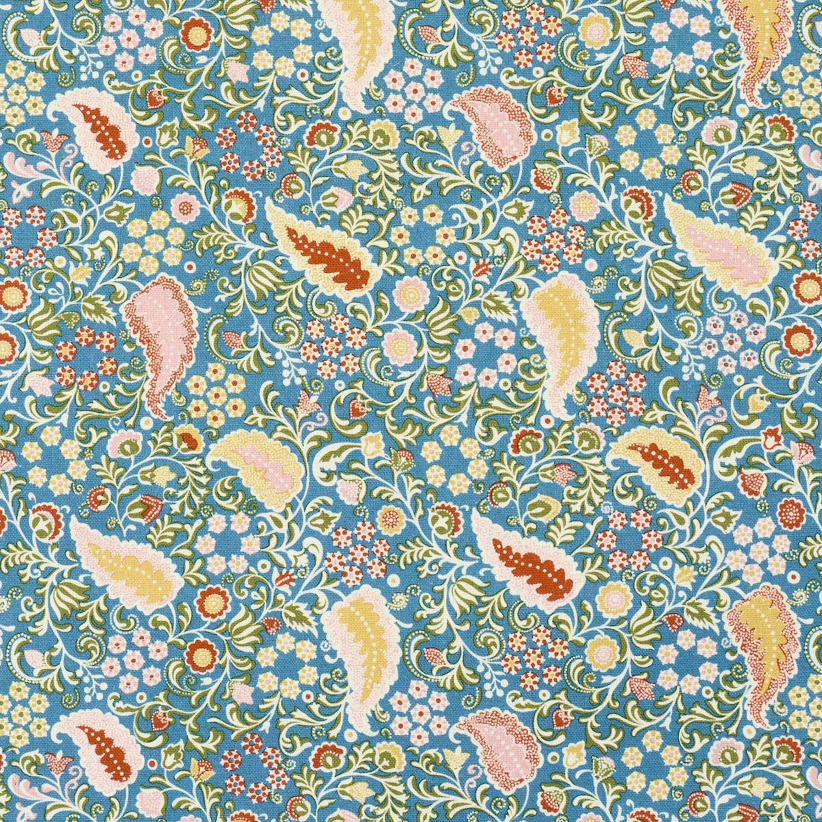 Schumacher 182432 Peggy Paisley Azure fabric swatch