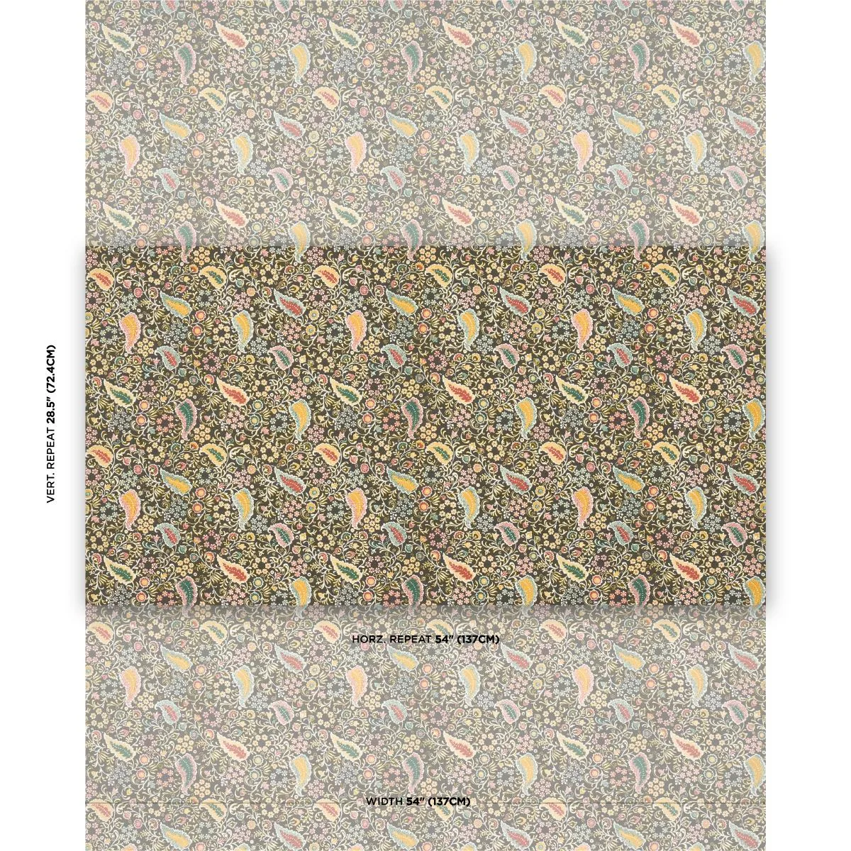 Schumacher 182430 Peggy Paisley Graphite fabric swatch