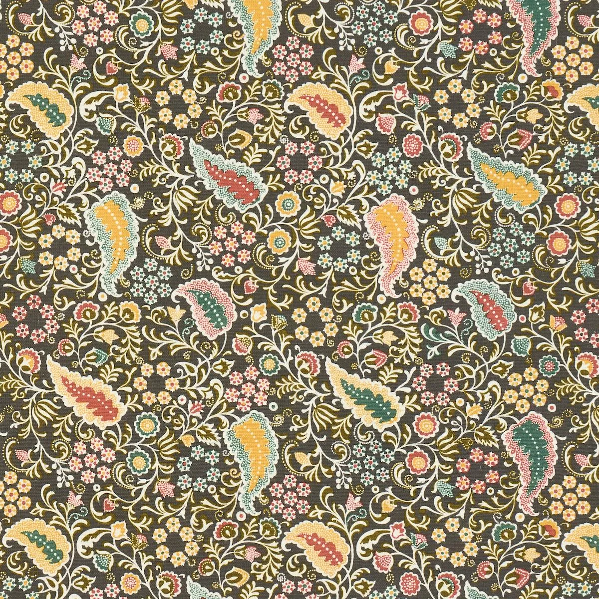 Schumacher 182430 Peggy Paisley Graphite fabric swatch