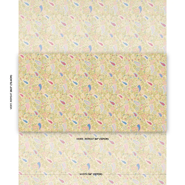 Schumacher 182431 Peggy Paisley Lemonade fabric swatch