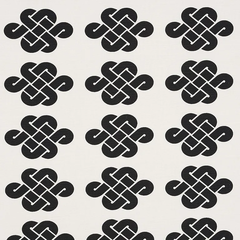 Schumacher 180030 Penelope Knot Black fabric swatch