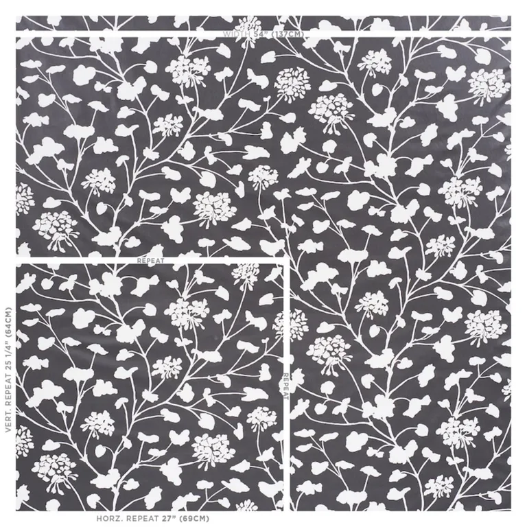 Schumacher 178541 Pennick Chintz Black fabric swatch