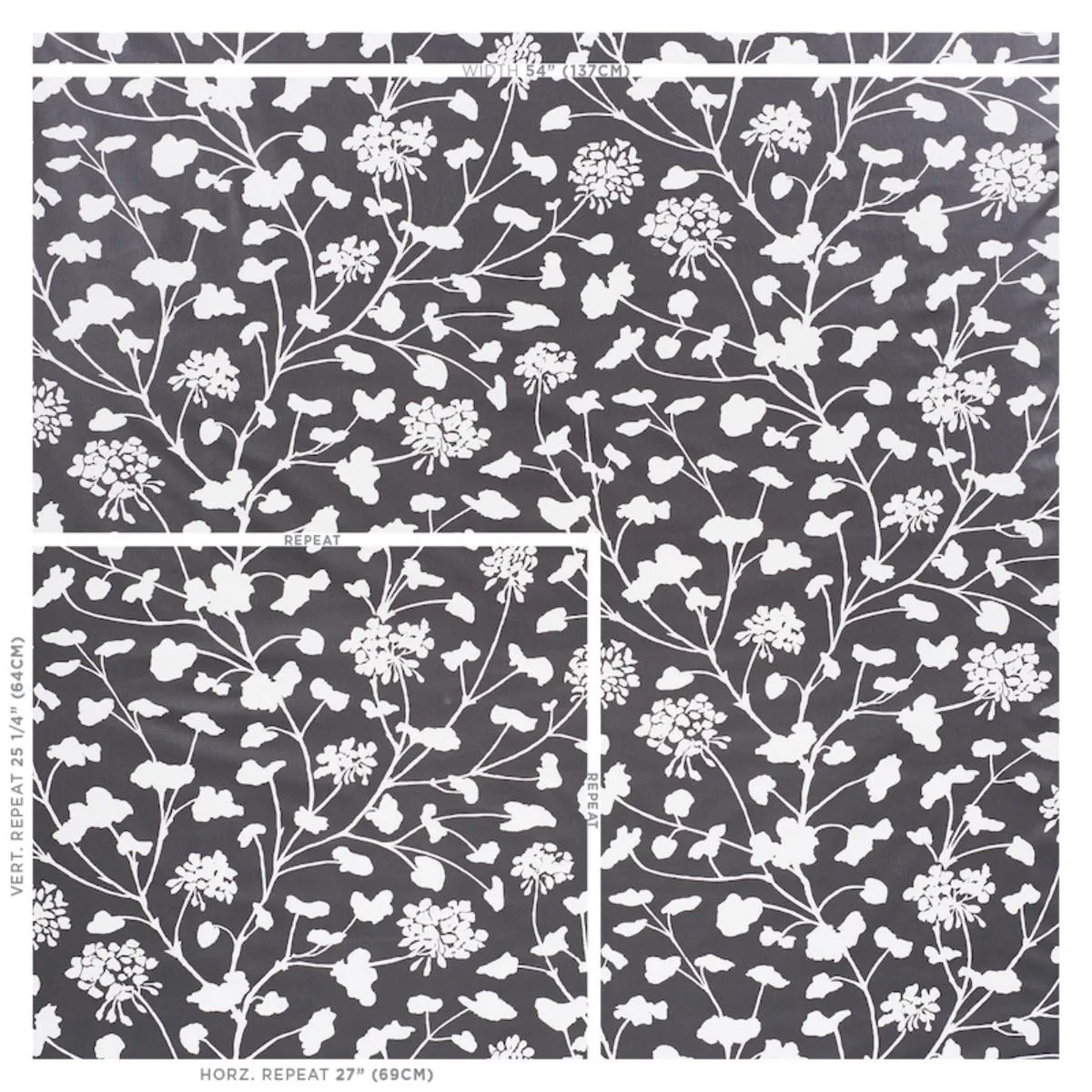 Schumacher 178541 Pennick Chintz Black fabric swatch