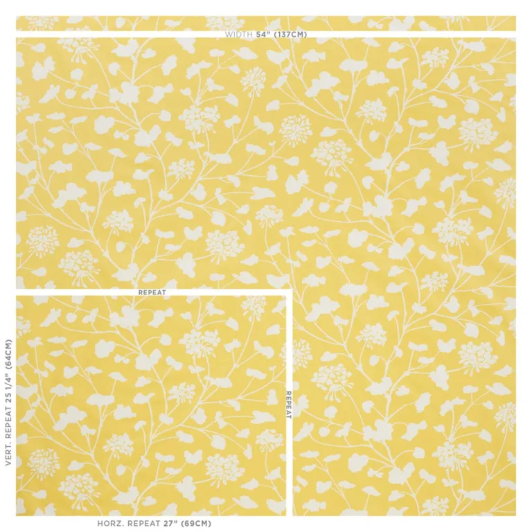 Schumacher 178540 Pennick Chintz Yellow fabric swatch