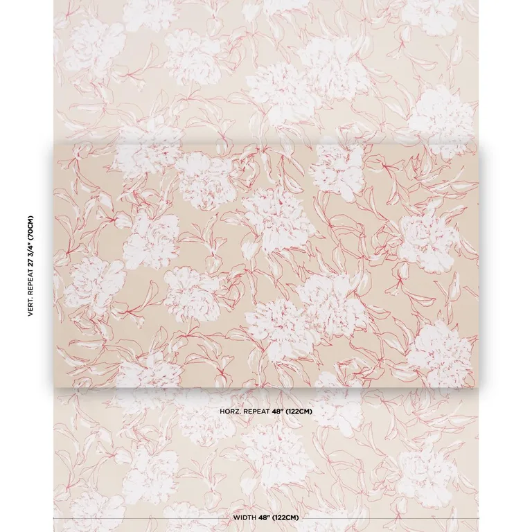 Schumacher TL400060 Peony Silhouette Red fabric swatch