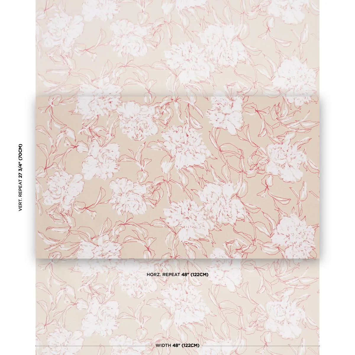 Schumacher TL400060 Peony Silhouette Red fabric swatch