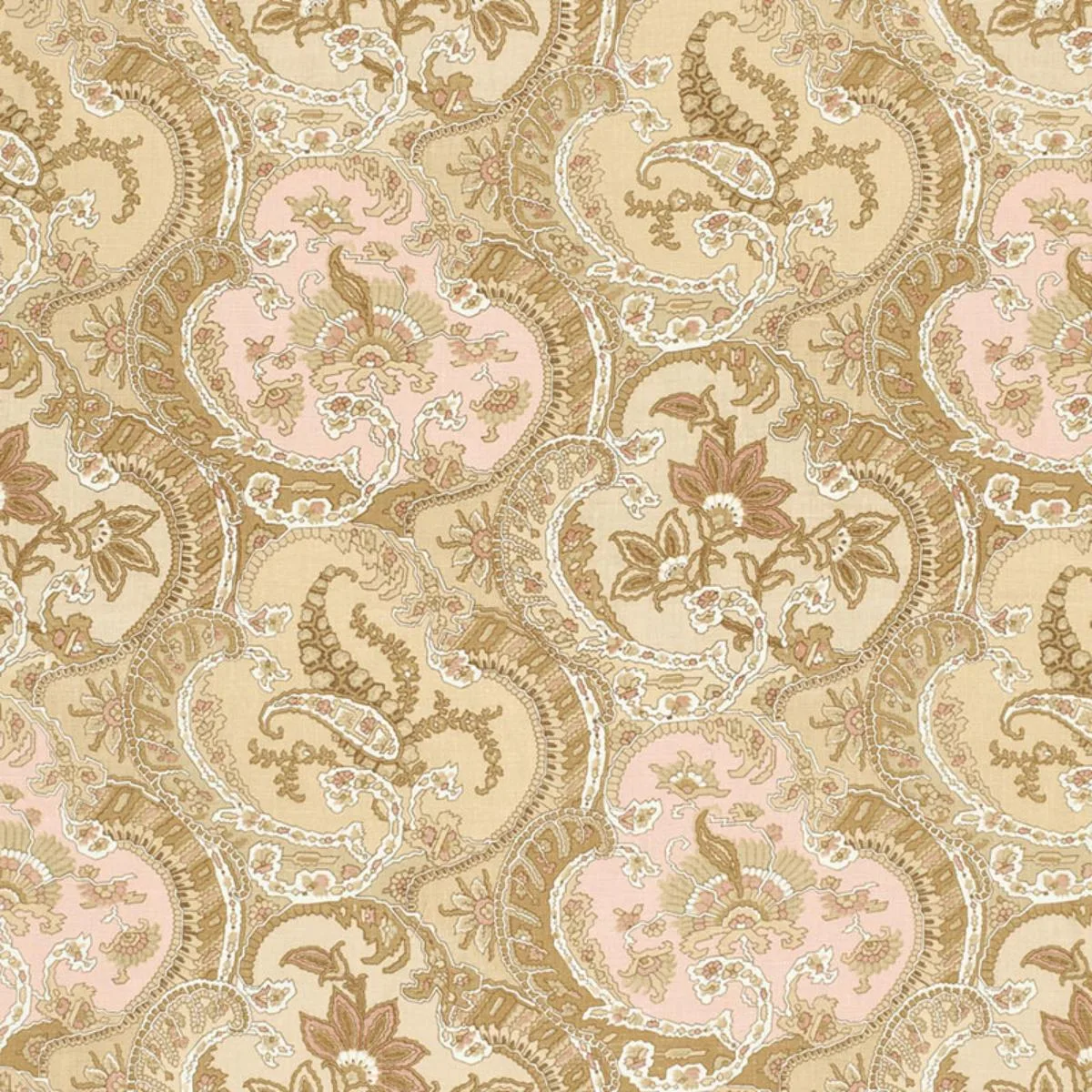 Schumacher 175552 Pickfair Paisley Camel fabric swatch
