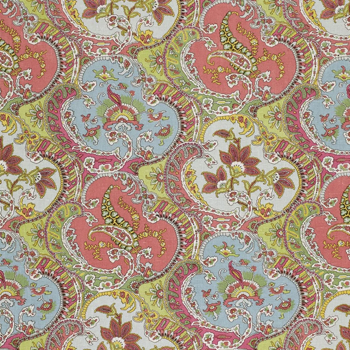Schumacher 175550 Pickfair Paisley Multi fabric swatch
