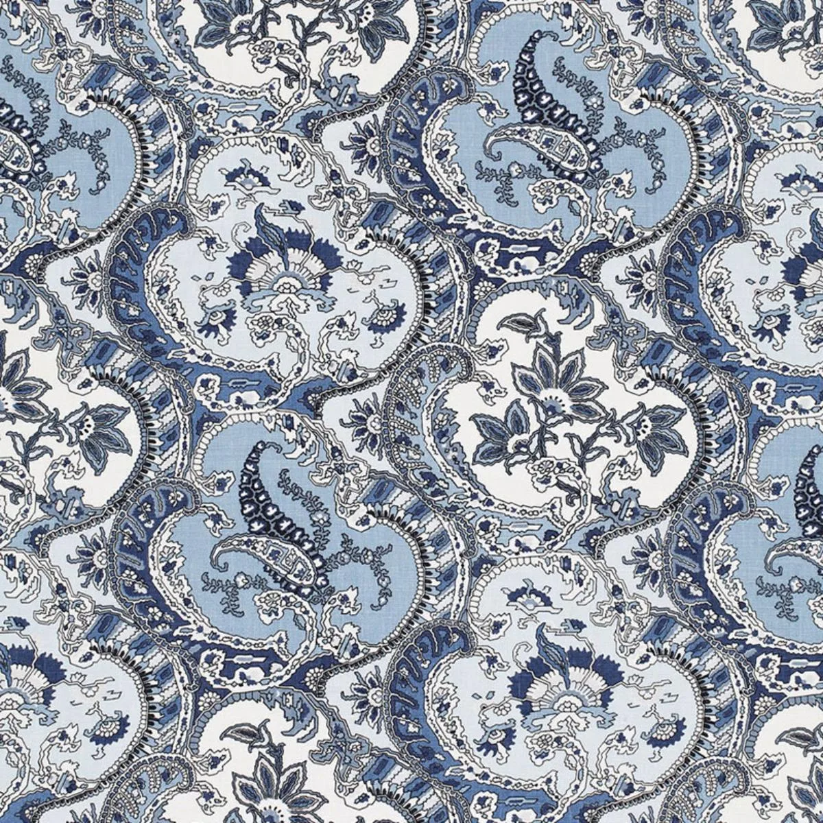 Schumacher 175553 Pickfair Paisley Pacific fabric swatch