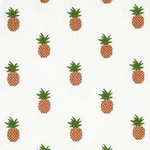 Schumacher 81530 Pineapple Embroidery Apricot On Ivory fabric swatch